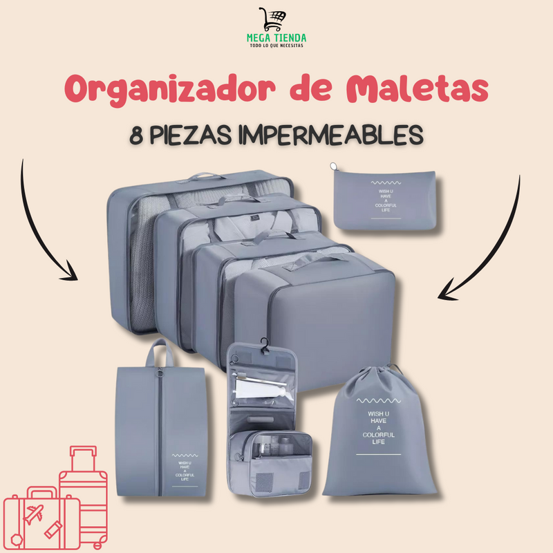 Set 8 Piezas Organizador de Maletas™️ Organización eficiente + Resistente al agua